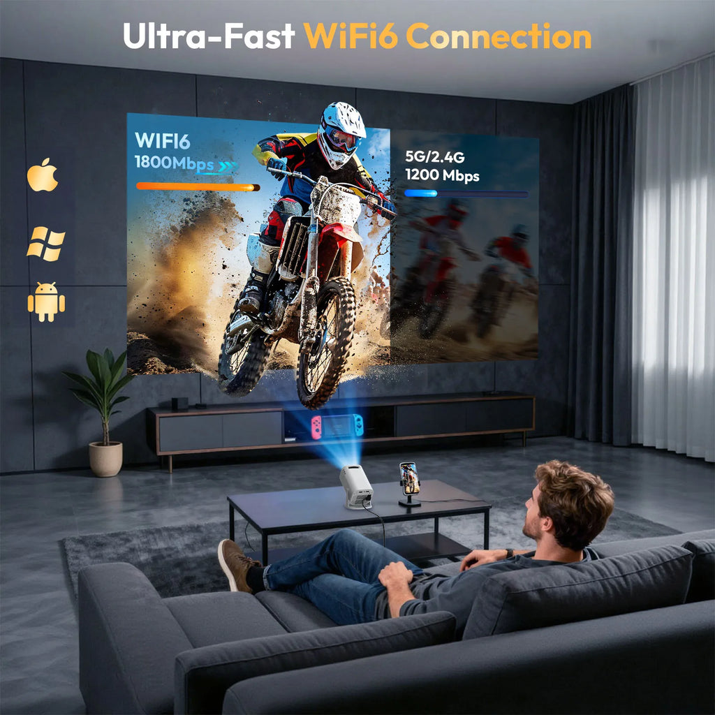 Lunano Proyector — Proyector 4K Android WiFi6 Portátil