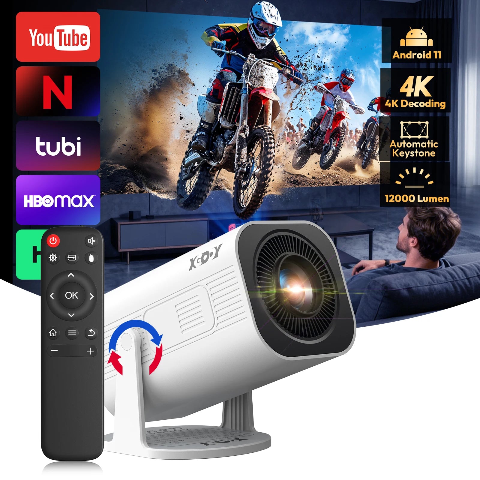 Lunano Proyector — Proyector 4K Android WiFi6 Portátil