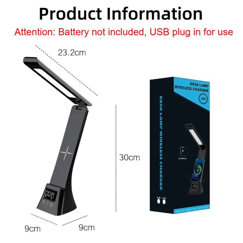 Lunano Lux — Lámpara de Escritorio LED con Cargador Inalámbrico