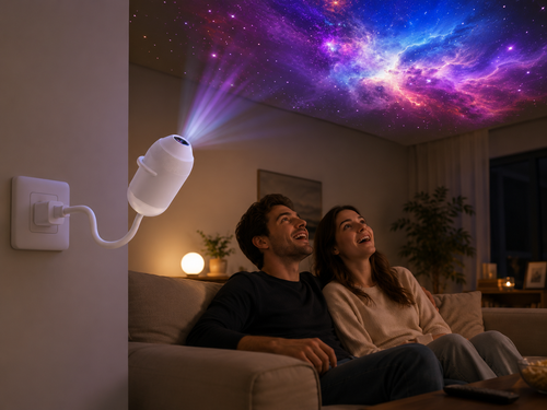 Lunano Galaxia proyectando estrellas en un salón real